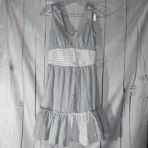 Mur Mur Sleeveless Boho V-Neck Striped 100% Cotton Dress